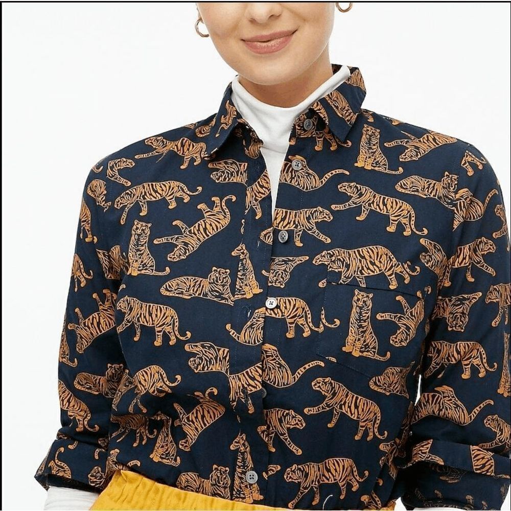 J. Crew Tiger Print Button Down Size XXS - Picture 8 of 8